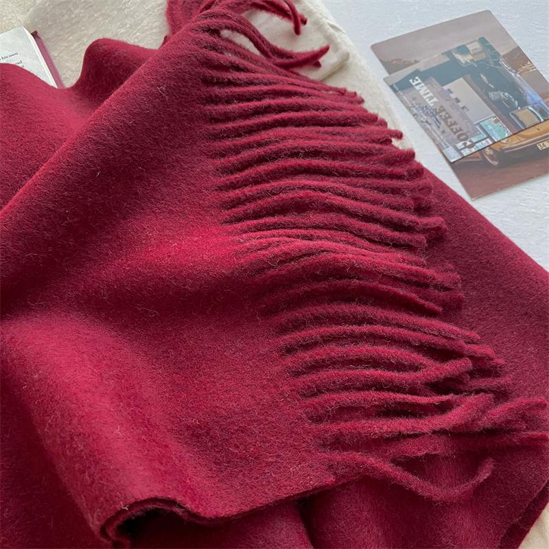 2025 Winter Wollschal für Damen Langer Warmer Kaschmirschal Hijab Einfaches Damen Schal Wickeltuch Weibliches Pashmina Bandana Kopftücher Neu