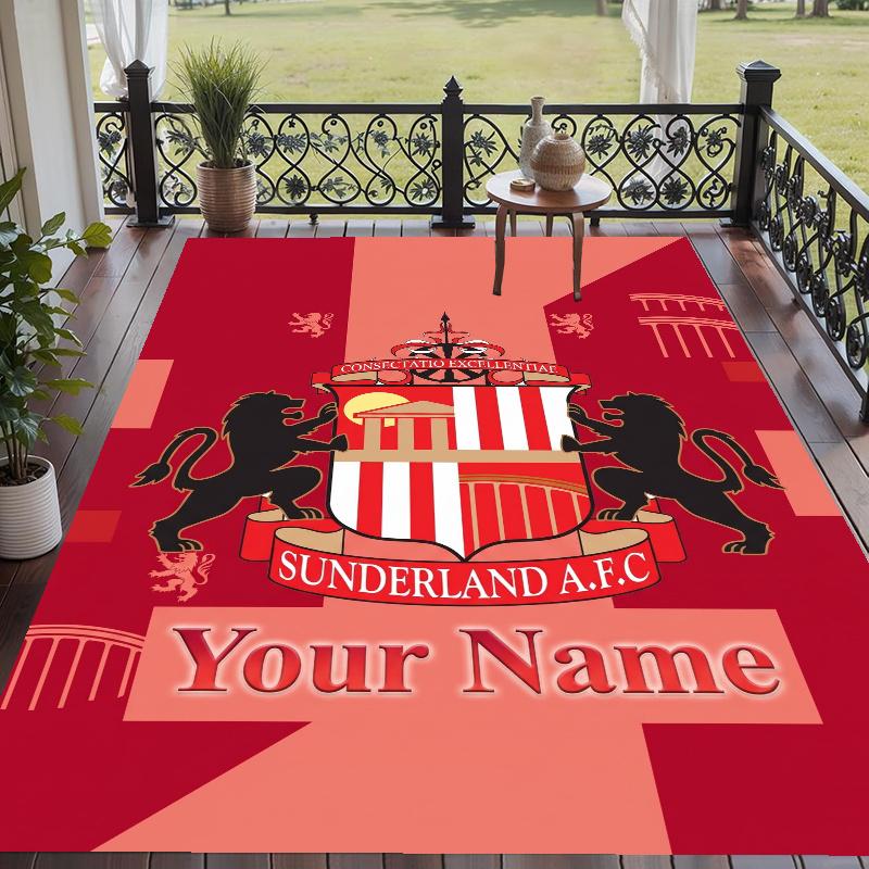 Custom Name Sunderland Crystal Velvet Floor Rug Personalized Text Soft Carpet Home Decor