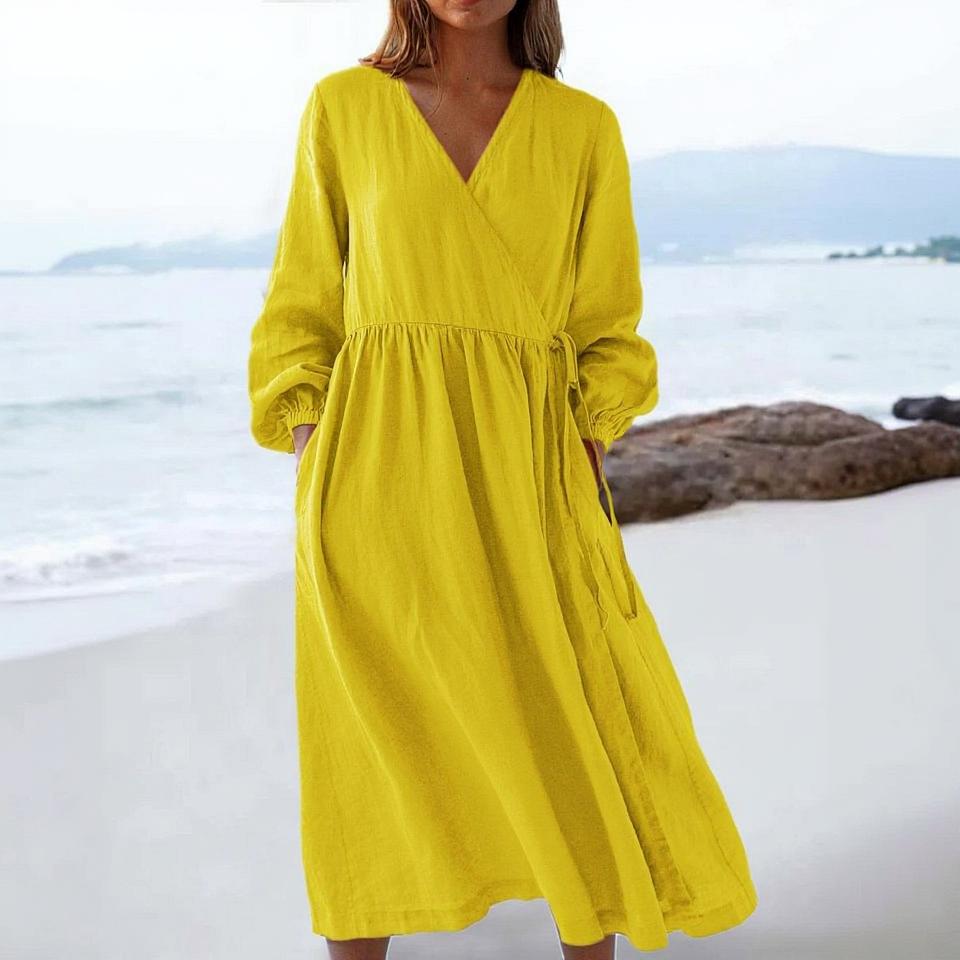 

Women s Fashionable And Casual Long-sleeved Dress S рожевий