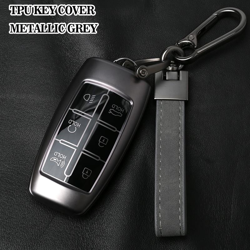 For Genesis Key Fob Cover Keychain Soft Tpu Car Key Case For Hyundai Gv80 Gv90 G70 G80 G90 Gv70 6 Buttons Accessories