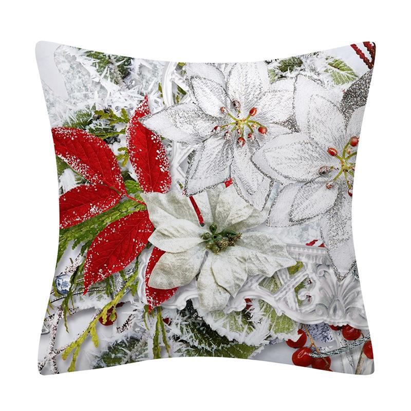 Snow Christmas Pillowcase Blue and White Printed Cushion Cover Snowflake  Tree Throw