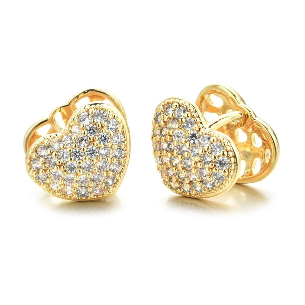 Temperament Design Heart-shaped Earrings Electroplated Golden Zircon Star Ear Buckle Ear Bone Clip