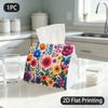 1pc Tissue Box, Watercolor Vibrant Floral Cheerful Pattern, 2D Flat Printing, Made From Tough Polyester, Strong And Firm, Tissue Dispenser, for Outdoo