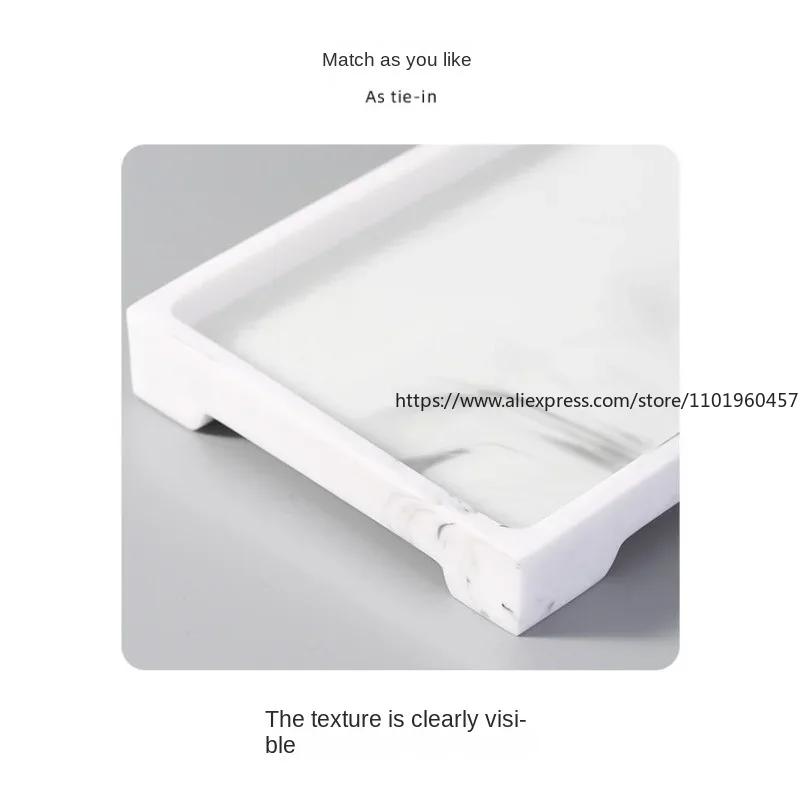 Resin Tray Creative Black White Marbling Rectangular Round Storage Plate Bedroom Jewelry Bathroom Toiletries Storage Tray