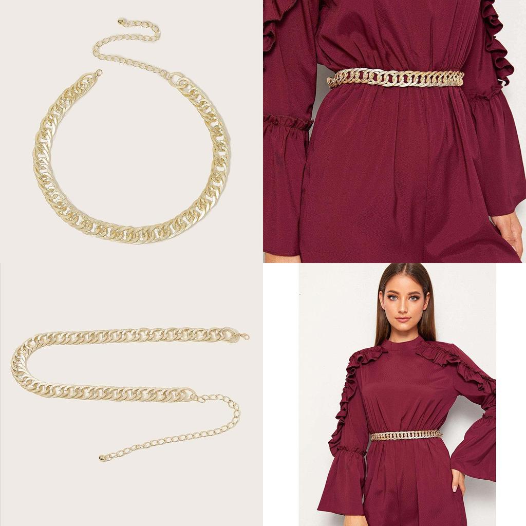 Spring Fashion Waist Jewelry For Women With Geometric Metal Links Suitable For Daily Wear