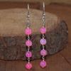 Natural Pink Opal Gemstone Dangle Earring, Multifire Opal Round Beads Earrings, Fire Opal Smooth Beads Earring for Her, Handmade Earrings