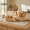 Reinforced Handle Organizer Handmade Woven Wood Storage Basket, Oval with Handle, Hand Utility Basket Large Capacity Bin for Kitchen And Home