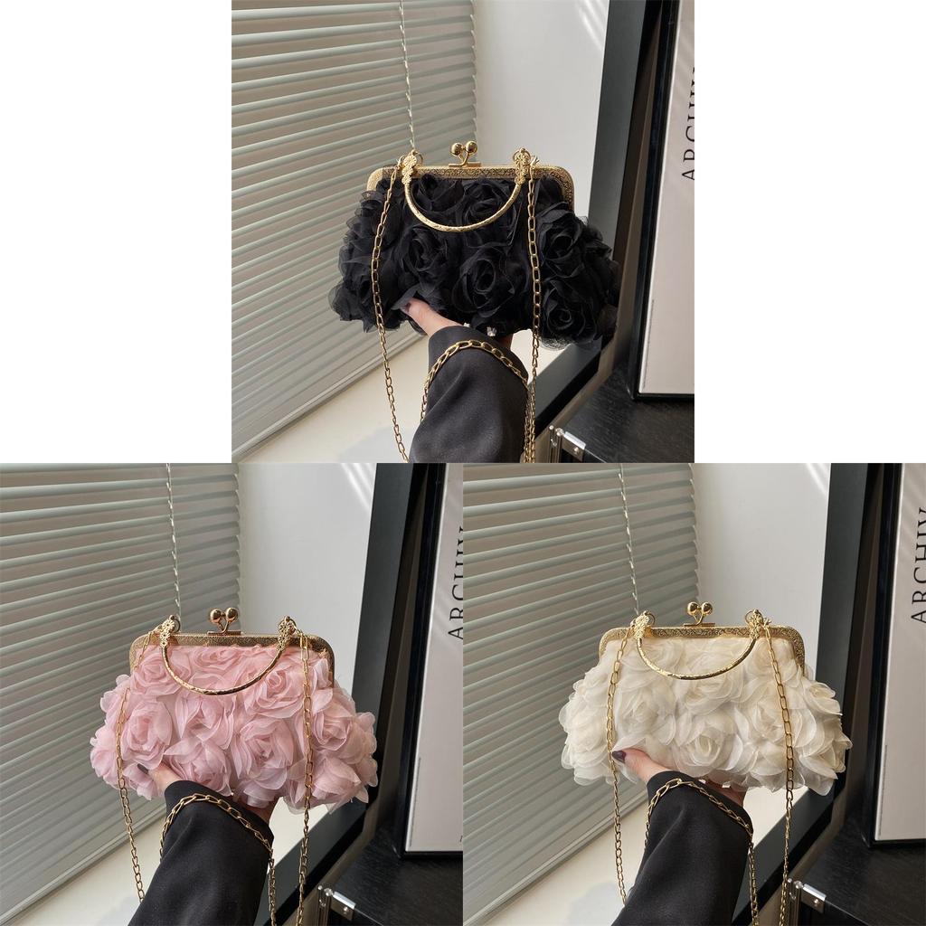 Borsa alla moda con motivo floreale e tracolla a catena per l'uso quotidiano casual