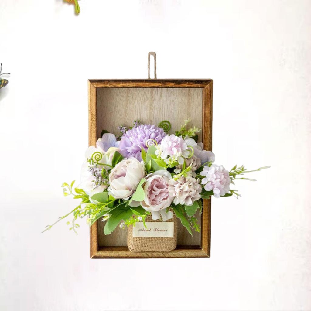 Simulated Flower with Frame Simulated Flower In Wooden Frame Hanging Ornament for Windowsill