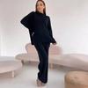 Set pulover dama 2 piese tinute Pulover tricotat Pulovere Topuri pantaloni largi Trening Lounge Seturi asortate tinute toamna iarna Trening pentru femei