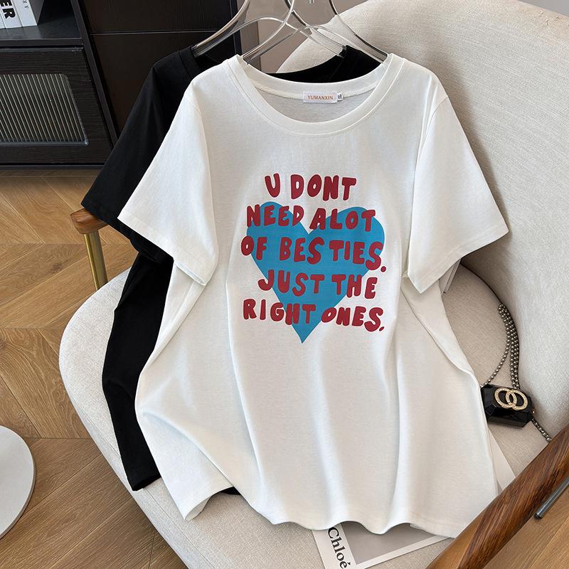 

Women s Plus Size Slimming Mid-Length Round Neck Short-Sleeve T-shirt 3XL чорний
