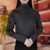Spring and Autumn New Fashion German Velvet Warm Hollow Bottom Shirt Women's Semi-turtleneck Elegant Long Sleeve Top