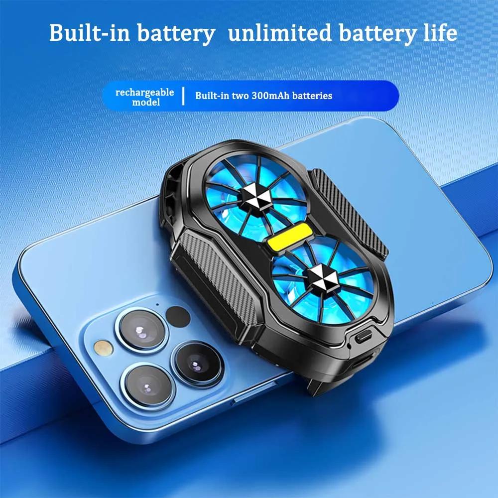 Neuer FS01 Handykühler 600mAh Dual-Lüfter Wiederaufladbarer Kühler Spielkühlung Rückclip Kabellos Stumm für Smartphones Universell