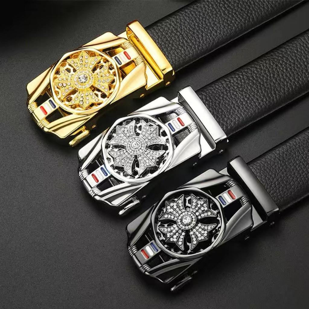 Elegant High-End Automatic Buckle Leather Belt – Versatile European & American Style for Men