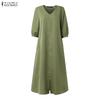 ZANZEA Women CasuaL V-Neck Summer 3/4 Sleeve Dress