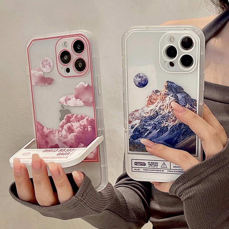 

Ins Корея закат облако подставка-держатель чехол для телефона для Iphone 13 12 11 Pro Max Xs Max Xr 13pro Max противоударный силиконовый чехол