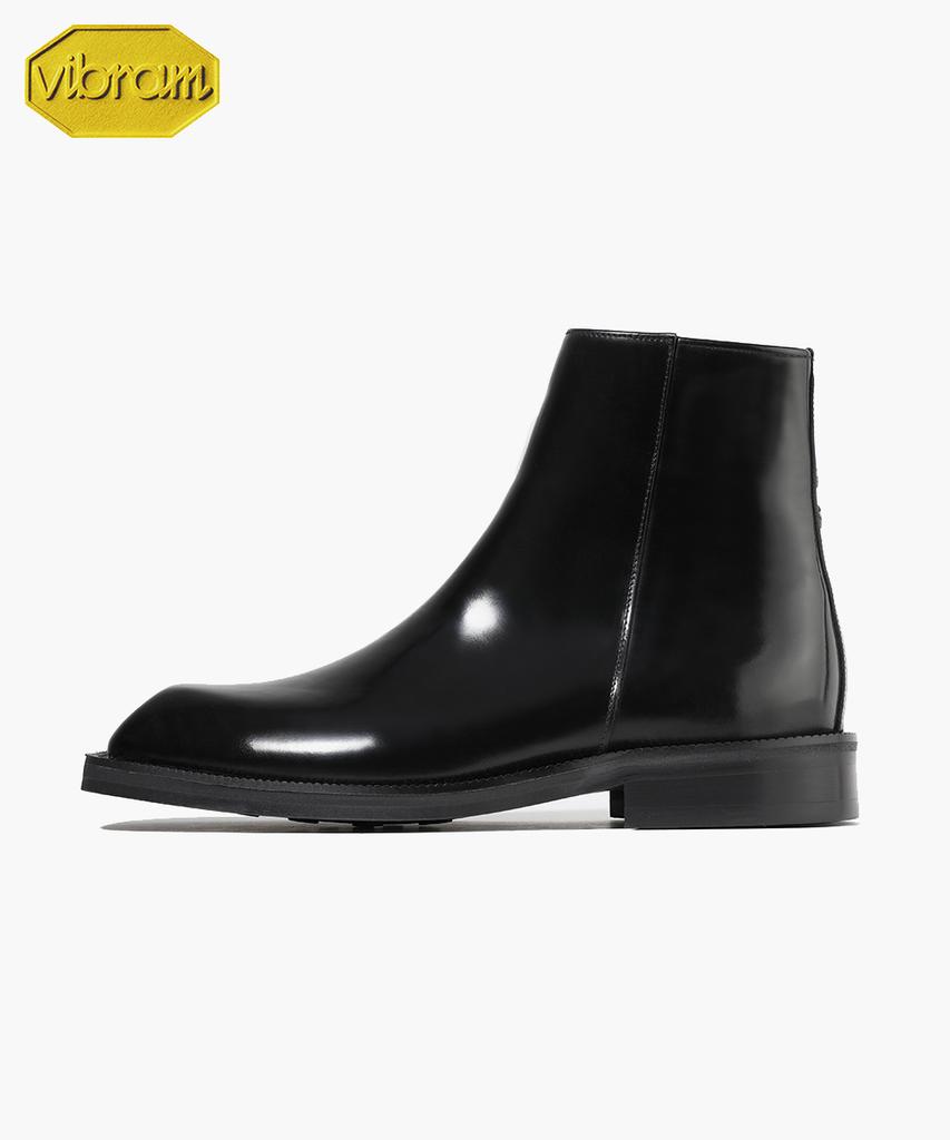 Firenze Atelier [Vibram] Volume Square Toe Standard Rubber Sole Zipper Boots 9420-Z [Black Box]