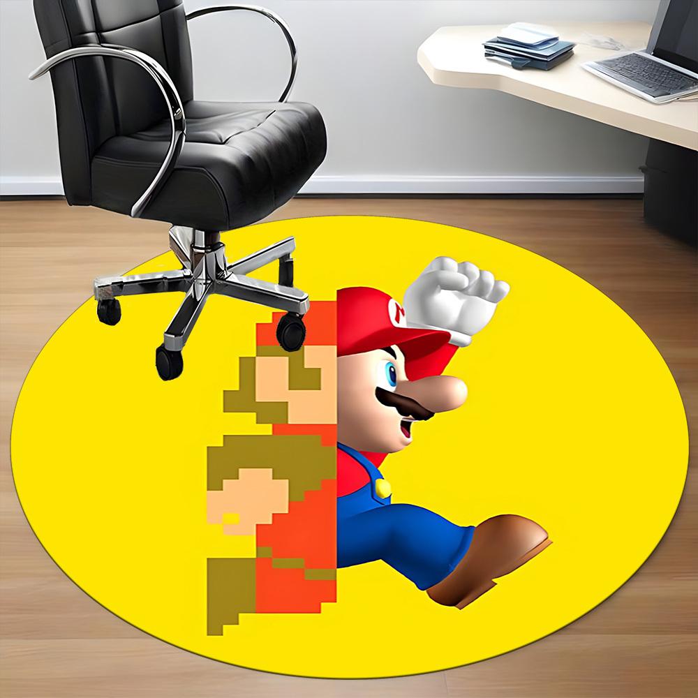 1pc Mario Platformer Office Round Area Rug, Under Office Chairs Bedroom Living Room Home Decor, Available in Various Sizes