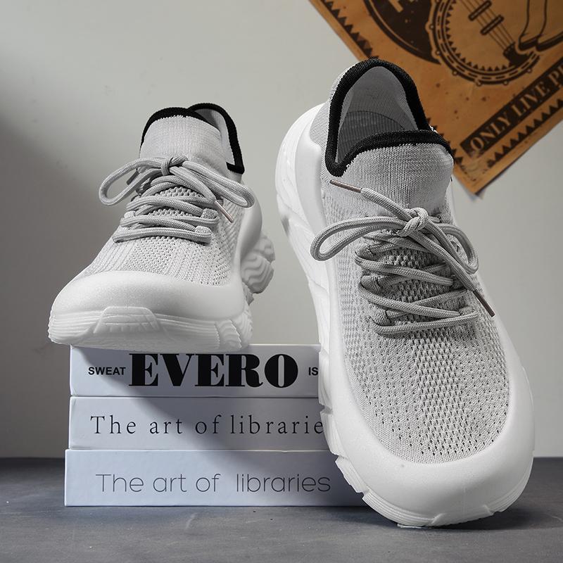 Popular Men's Casual Shoes Fly-woven Breathable Fashion Socks Shoe Thick-soled Non-slip Student Trendy Shoes Mens Sports Shoe
