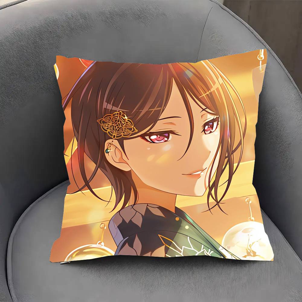 Yashio Rui Anime BanG D-Dream Pillow Case Fashion Square Pillowcase Bedroom Sofa Room Ins Decoration Leisure