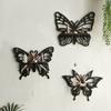 Black Hanging Shelf Crystal Holders Butterfly Shape Wood Cutout Floating Wall Shelves for Bedroom Living Room Decoration