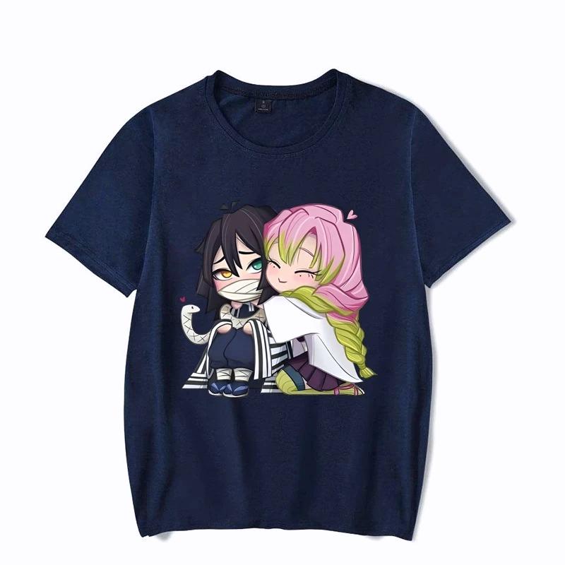 2026 Funny Kanroji Mitsuri Iguro Obanai Cartoon Print T-Shirt Couple Casual Loose Short Sleeve Round Neck Harajuku Tops Clothing