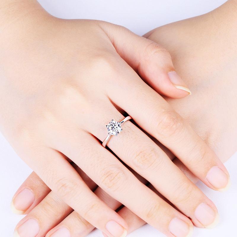 Echter 925 Sterling Silber D Farbe Moissanit Ring Brillantschliff Diamant Test bestanden Sechs Krallen Moissanit Ringe für Frauen Schmuck