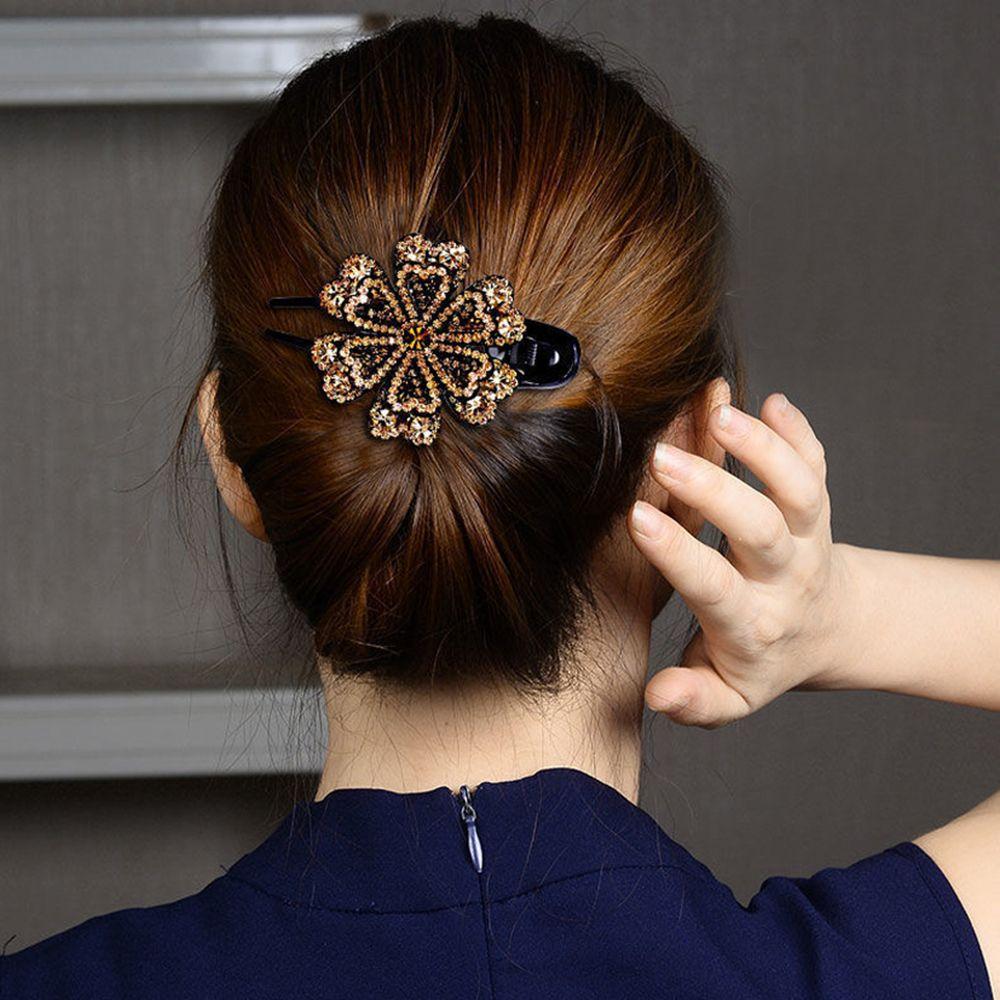 Headwear Flexible Rhinestone Hair Clip Wedding Dovetail Clips Duckbill Hairgrip Crystal Flower