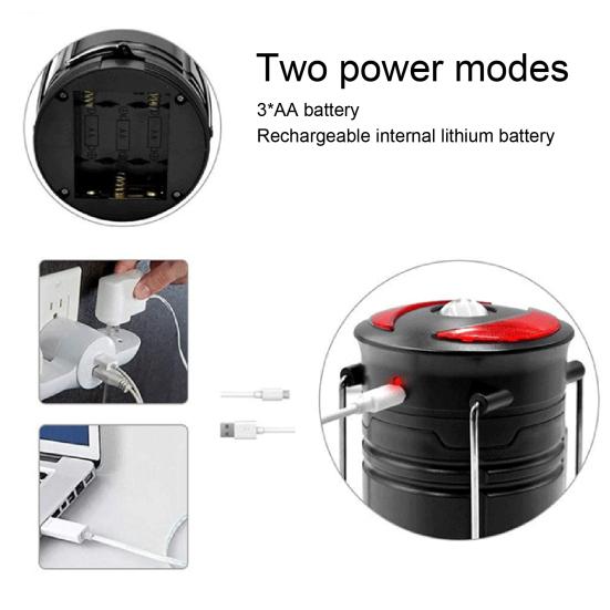 LED Camping Lantern Outdoor Rechargeable Battery Powered 2-in-1 Emergency Light Handheld Telescopic Camping Light