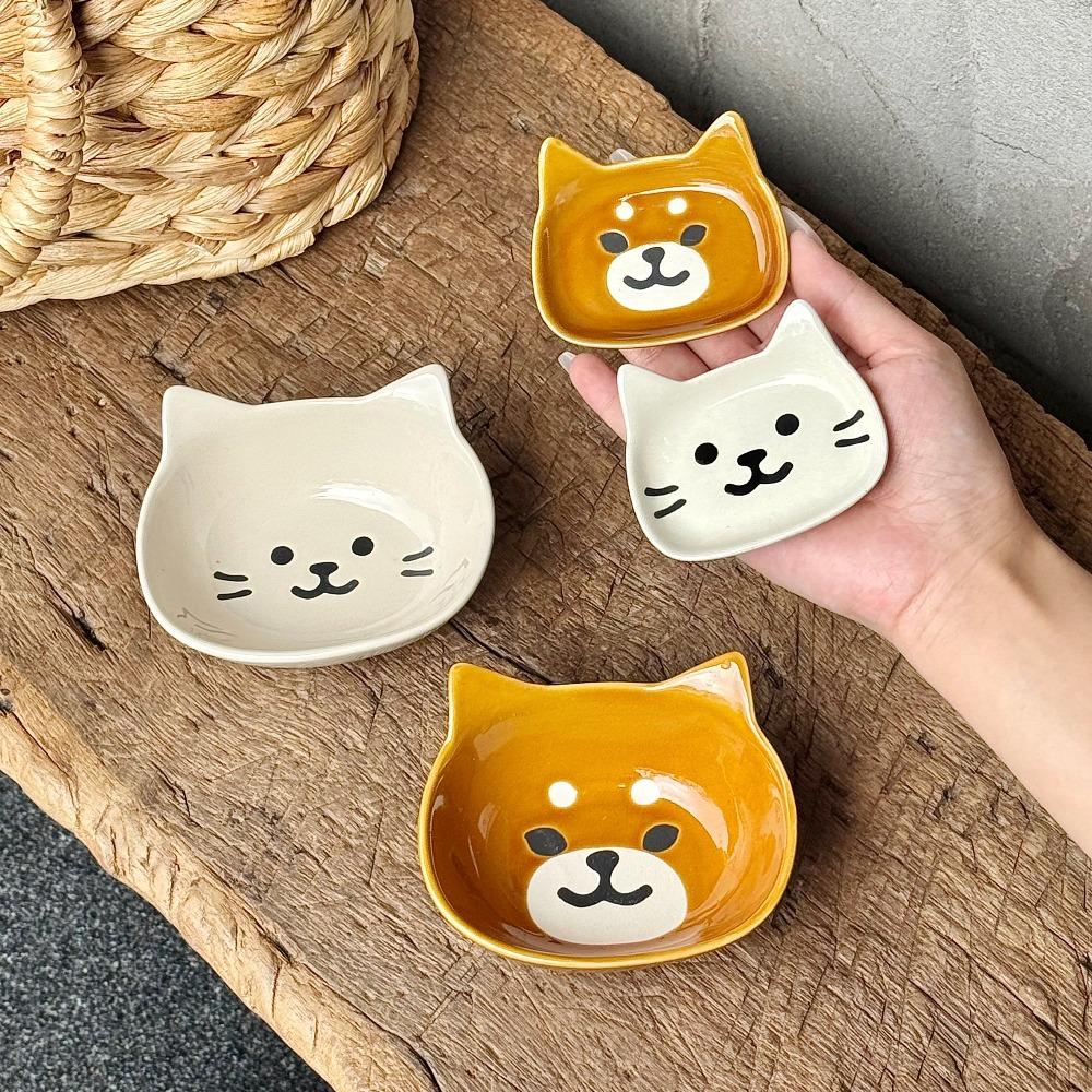 Japanese Cute Cartoon Cat and Dog Dish Ceramic Tableware Breakfast Snack Plate Table Decoration Bowl Home Decoration Tableware