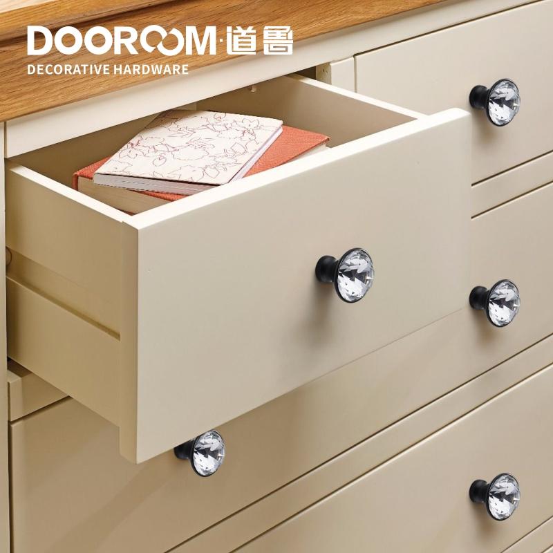 Dooroom Brass Furniture Handles Crystal Wardrobe Dresser Cupboard Cabinet Door Drawer Shoe Box Pulls European Light Luxury Knobs