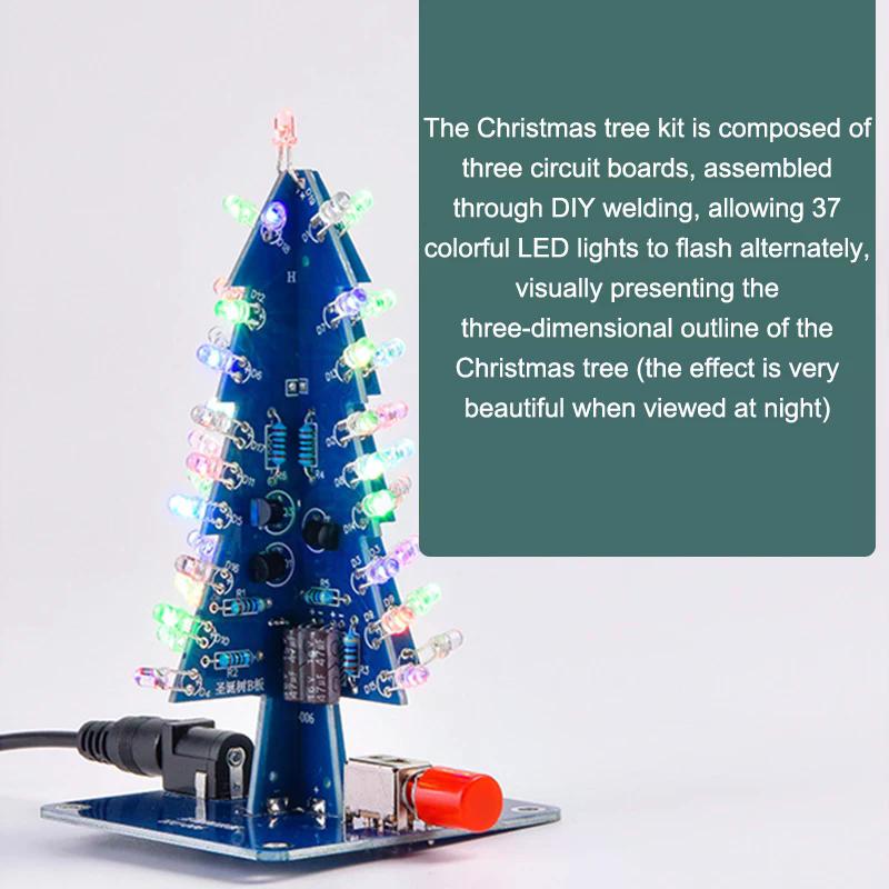 1set Xmas Tree DIY Kits LED Multicoloured 3D Christmas Tree Electronic DIY Kit For Soldering Practice Learning