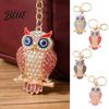 Decorative Owl Keychain Pendant 3D Cartoon Design Sparkling Rhinestones Inlaid
