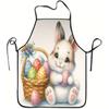 1pc, Easter Bunny Apron Featuring a Colorful Egg Design, Made from Durable And Easy-To-Clean Polyester, with an Adjustable Waist Belt, Suitable for Co