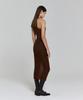 Lady Volume Cutting Halter Slim Knit Dress_Brown