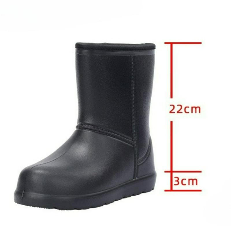 Men Boots Waterproof Rain Boots Winter Thickened Warm EVA Ankle Boots Slip on Outdoor Fishing Shoe Lightweight Work Cotton Shoes