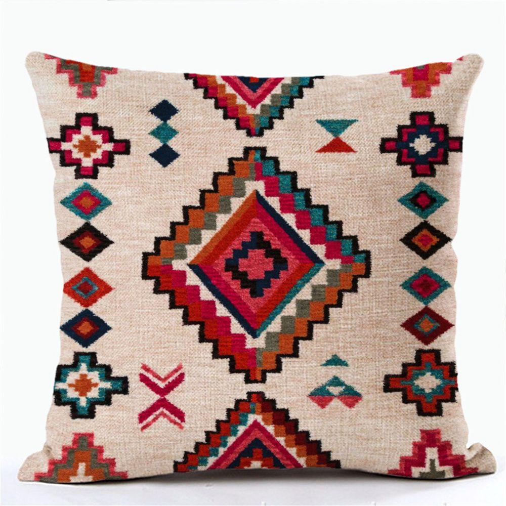 Sofa Living Room Linen Farmhouse Style Bedroom Pillow Cover Pillow Case Bohemian Ethnic Style