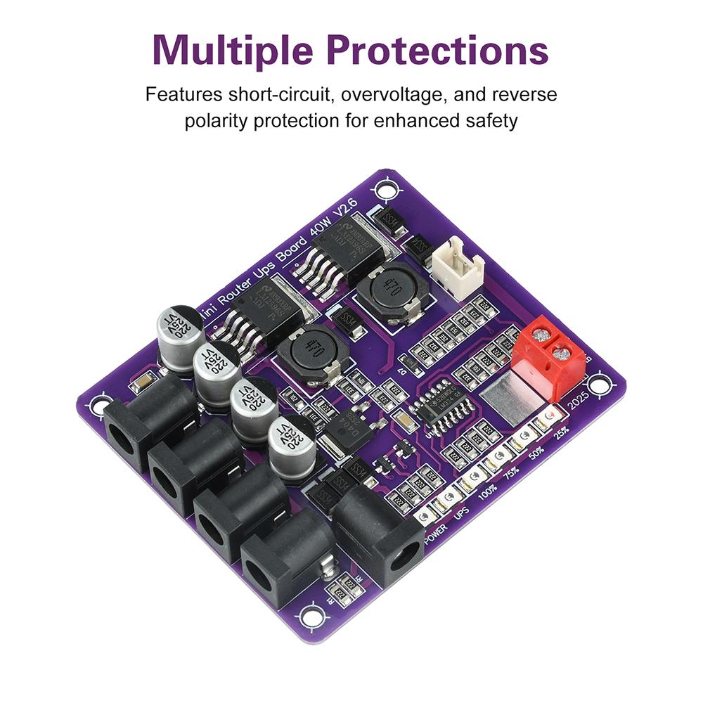 CA-403S 40W Mini Router UPS Borad Step Up/Down Uninterruptible Power Supply Module Buck Converter 4 Channel 5V 9V 12V Output USB