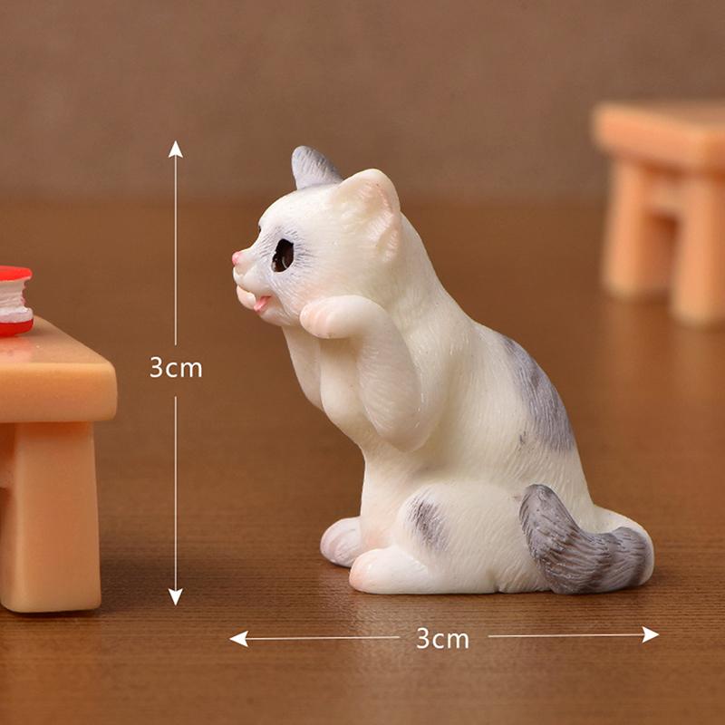 Kawaii Mini Cat Ornament Garden Kitten Statue Gift Miniatures Cat Kitten Family Cat Decorative Figurines Cute Crafts