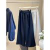 Elastic waist lace-up casual pants women's autumn new solid color loose and thin versatile simple straight wide-leg pants