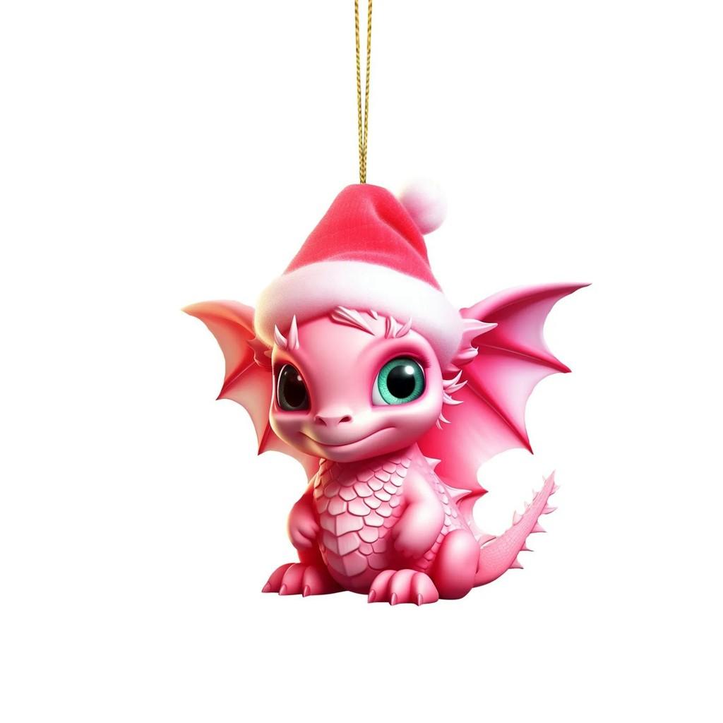Charming Cartoon Christmas Dragon Car Decor Bright Festive Hanging Ornament Homes For