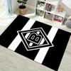 Tappeto Area Tappeto con Stampa Logo Bianco Nero Borussia Monchengladbach Tappetino Rettangolare Antiscivolo per Fan di Calcio per Stanza dei Giochi Soggiorno Camera da Letto Decorazione per la Casa