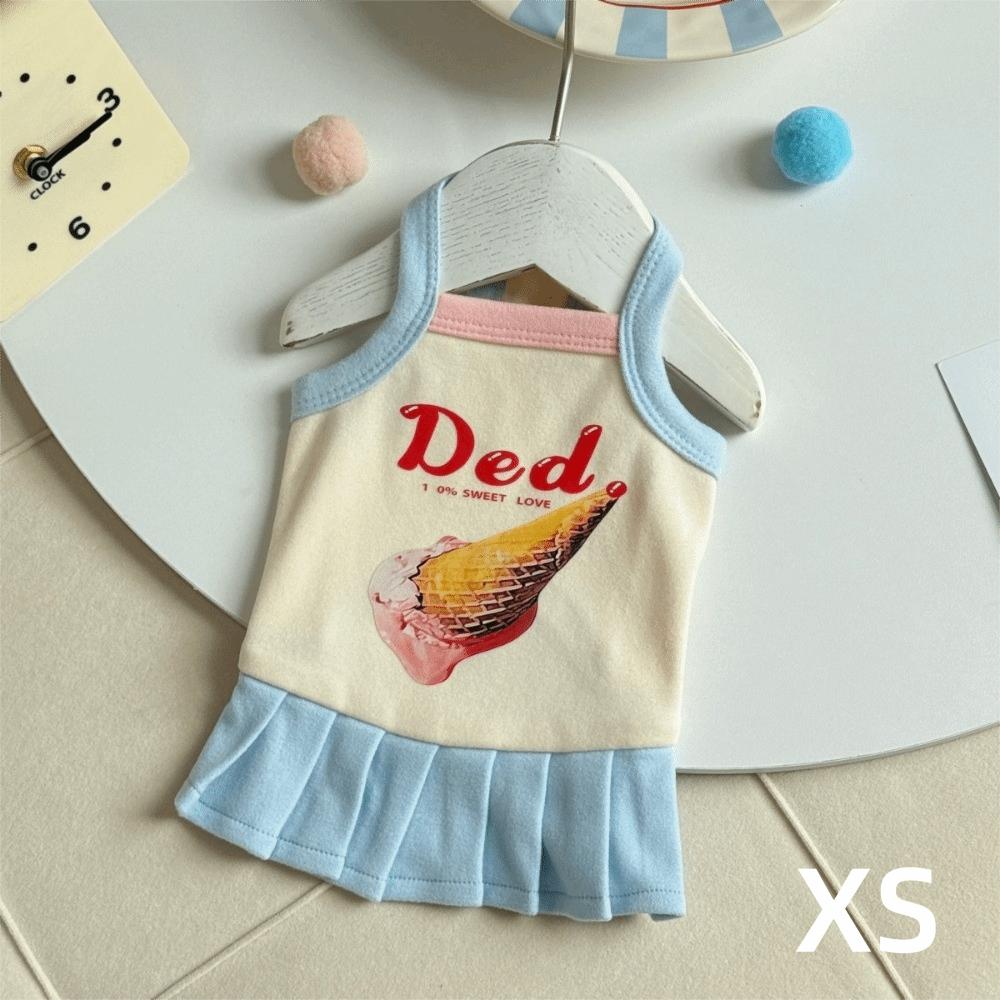 Cartoon Print Pet Ice Cream Camisole Vest Thin Breathable Comfortable Clothing Small Dog Dress Pet Tank Top Puppy Teddy