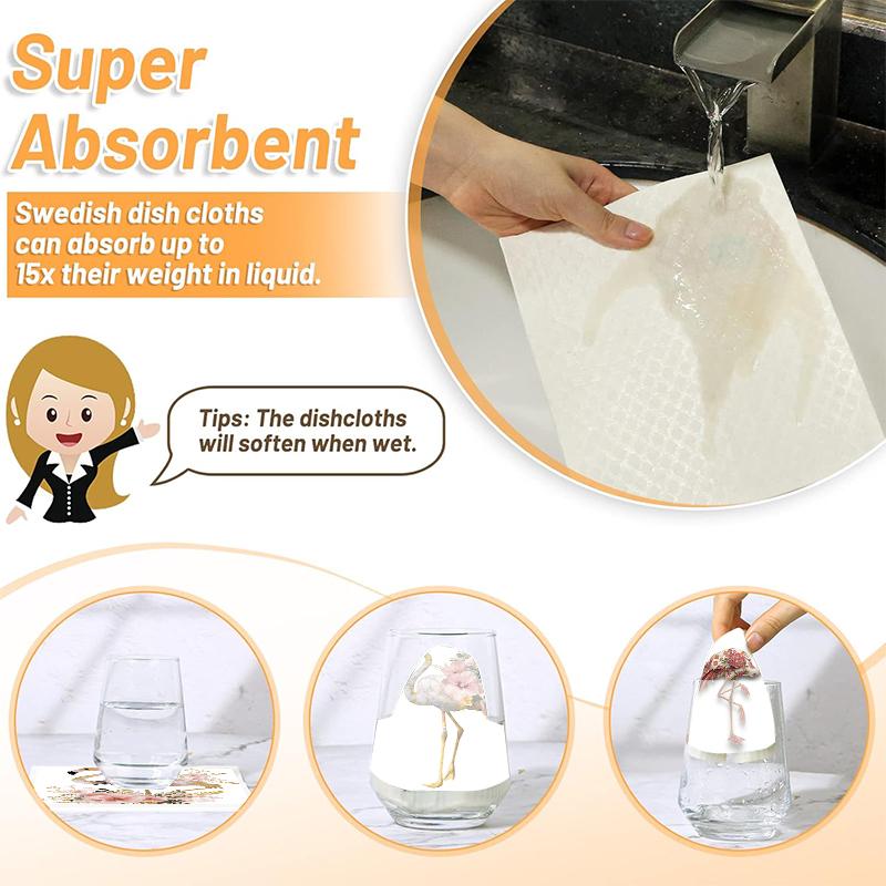 Cleaning Cloth Reusable Kitchen Dish Towels Eco-friendly Microfiber Floral Flamingo Print Dishcloths Lint Free Washable Duster Rags Tea Towels 9*7inch