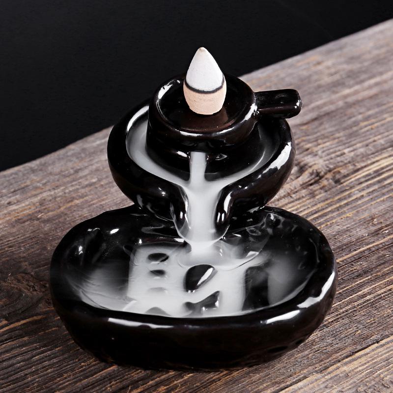 Creative Ceramic Buddha Hand Rockery Backflow Incense Burner for Home or Office