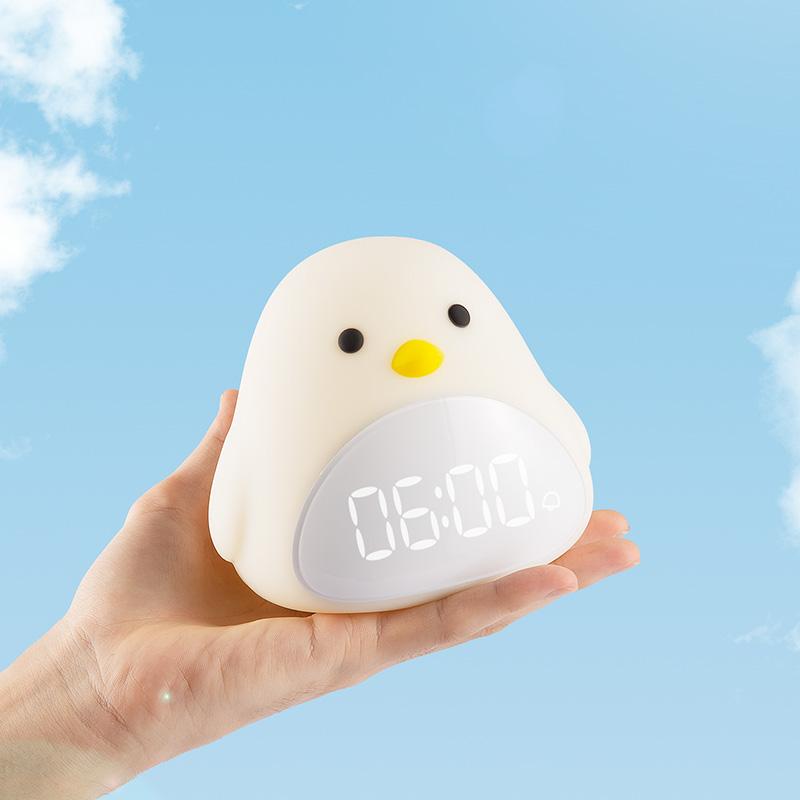 C2 Time Bird Noční světlo Budík Kreslený Roztomilý Silikonový Dotykový USB Noční Lampa LED Noční Lampa Pro Děti Miminko Děti Dárek