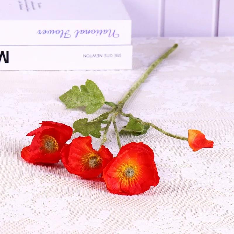 

5pcs 4 Head Poppies Artificial Flowers Poppies Western Chrysanthemum Fake Flowers Pastoral Wedding Home Decoration