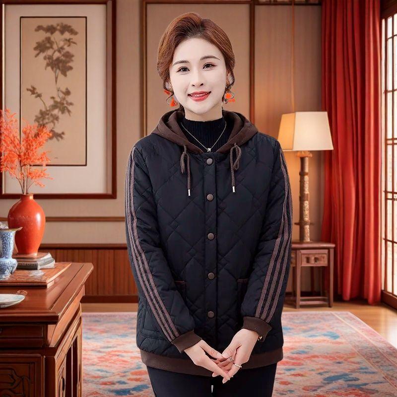 Fashion Plus Size Loose Middle-aged and Elderly Padded Jacket Padded Jacket Jacket Hooded Mother Padded Jacket