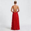 European & American Style Wine Red Spaghetti Strap Sexy Evening Gown for Women