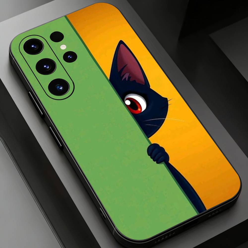 Schwarze Katze Handyhülle für Samsung Galaxy S24,25,26,23 22,21,S20 Plus Ultra FE weiche Hüllen